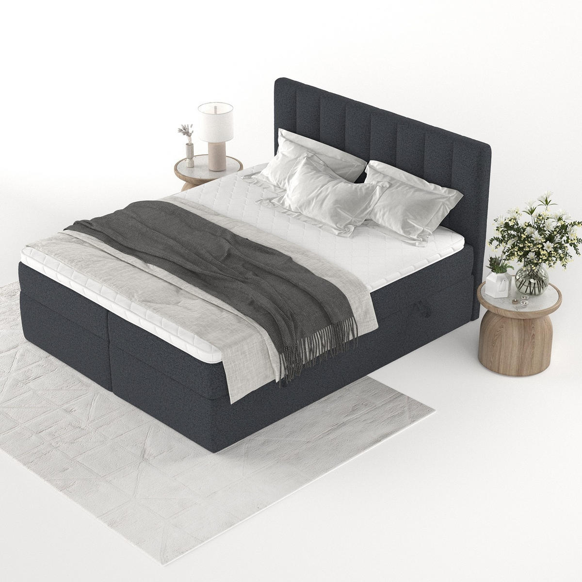 BOXBETT Bari 200/200 cm Anthrazit im Riva Stoff - Anthrazit, Holz/Holzwerkstoff (200/200cm) - AltaBeds
