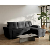 ECKSOFA Bellano Ecksofa L-Form - links oder rechts montierbar, schwarz - Schwarz, Holz (243/156cm) - Homesy