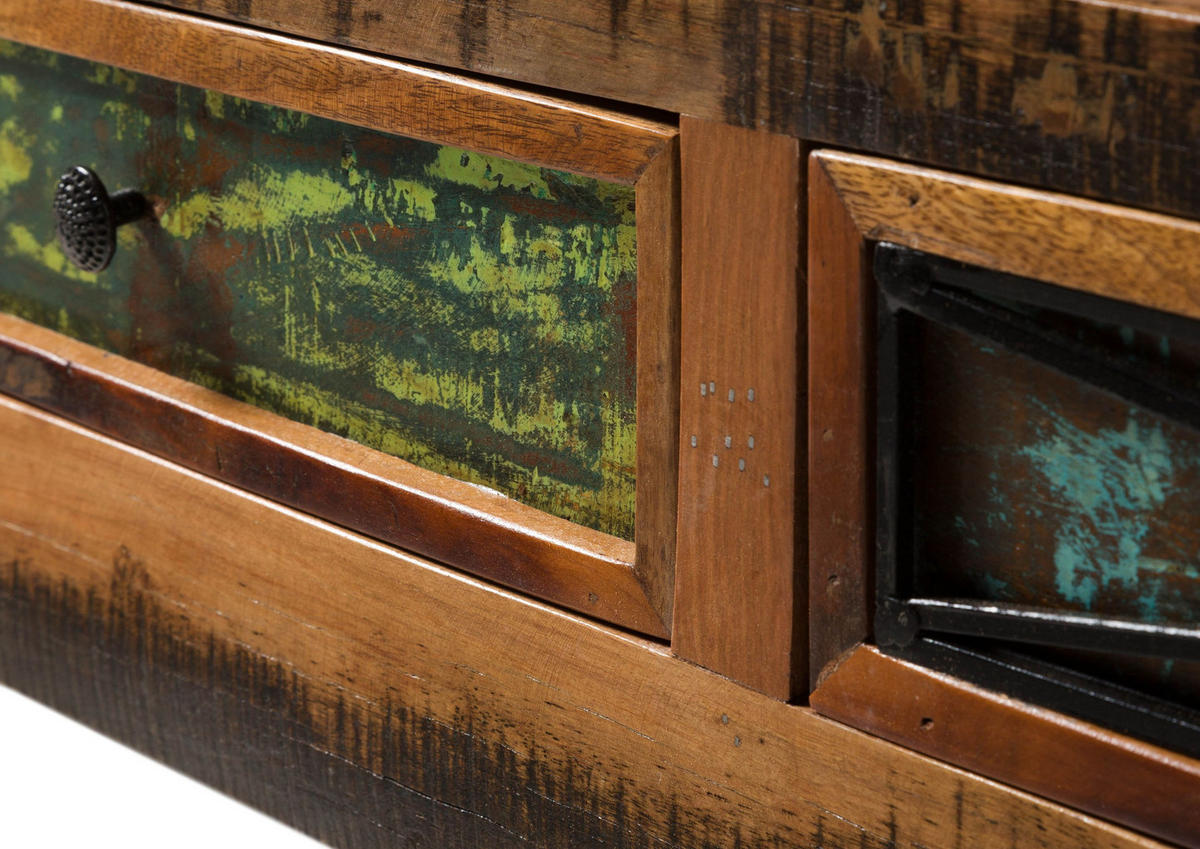 TV-BOARD Altholz 170x50x50 mehrfarbig lackiert NATURE OF SPIRIT #134 - Multicolor, Holz (50/50/170cm) - Massivmoebel24