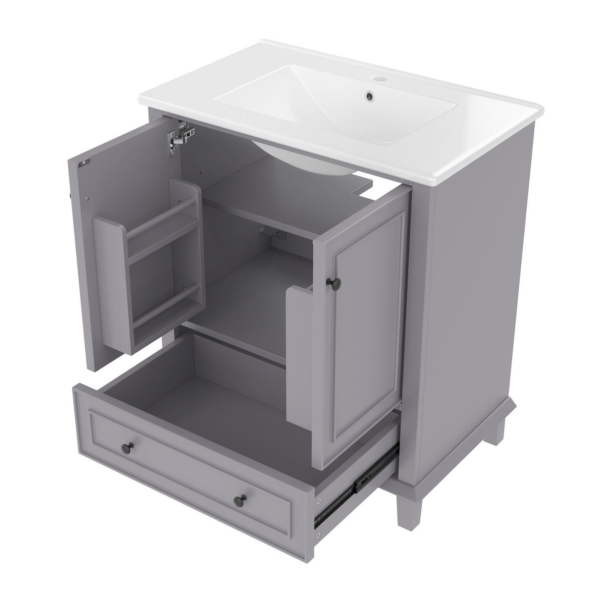 WASCHTISCHKOMBI 76/46/87 cm Grau aus Keramik und MDF mit Stauraum - Grau, Holzwerkstoff (76/87/46cm) - OKMYHOME