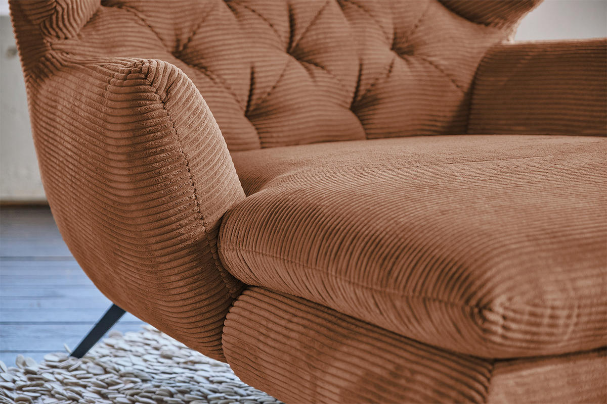 LONGSEAT CHAMRE Braun Cord - Schwarz/Braun, Textil/Metall (130/95/160cm) - KAWOLA