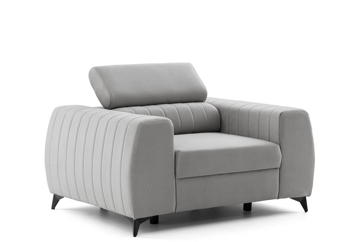 SESSEL PIERO mit verstellbare Kopfstütze Velours Hellgrau - Hellgrau/Schwarz, Holz/Textil (130/90/100cm) - Muffo