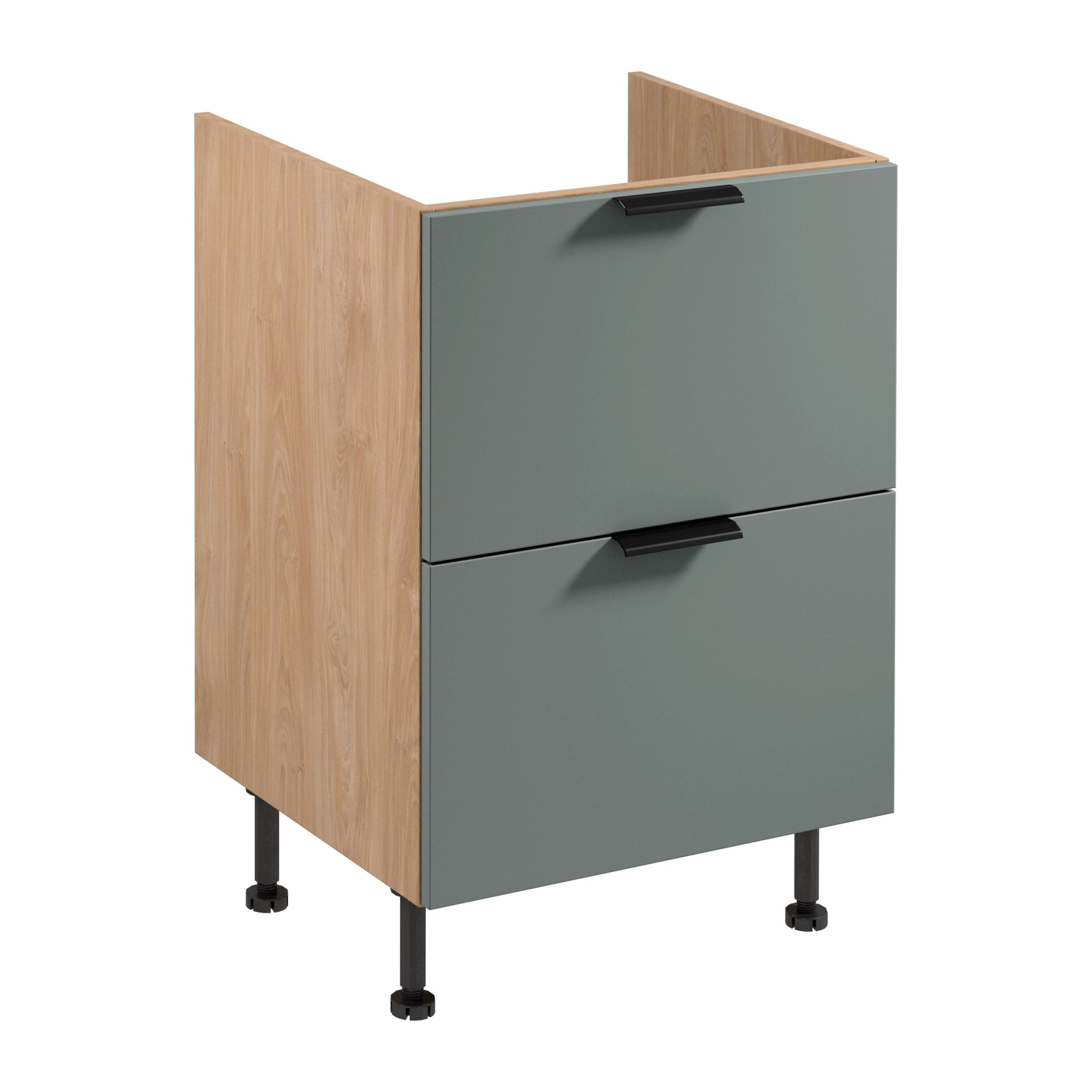 SPÜLENUNTERSCHRANK D60IN AX – Sorento Sonoma Eiche Grün – Sonoma Eiche / Grün - Sonoma Eiche/Grün, Holzwerkstoff (60/87/52cm) - ROYAL24_MARKT