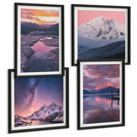 BILDER SET 4er Set - 50x50 cm & 40x60 cm Schwarzer Rahmen - Berge, Wasser, wunderschöne Landschaften - Schwarz, Kunststoff (50/50cm) - TULUP