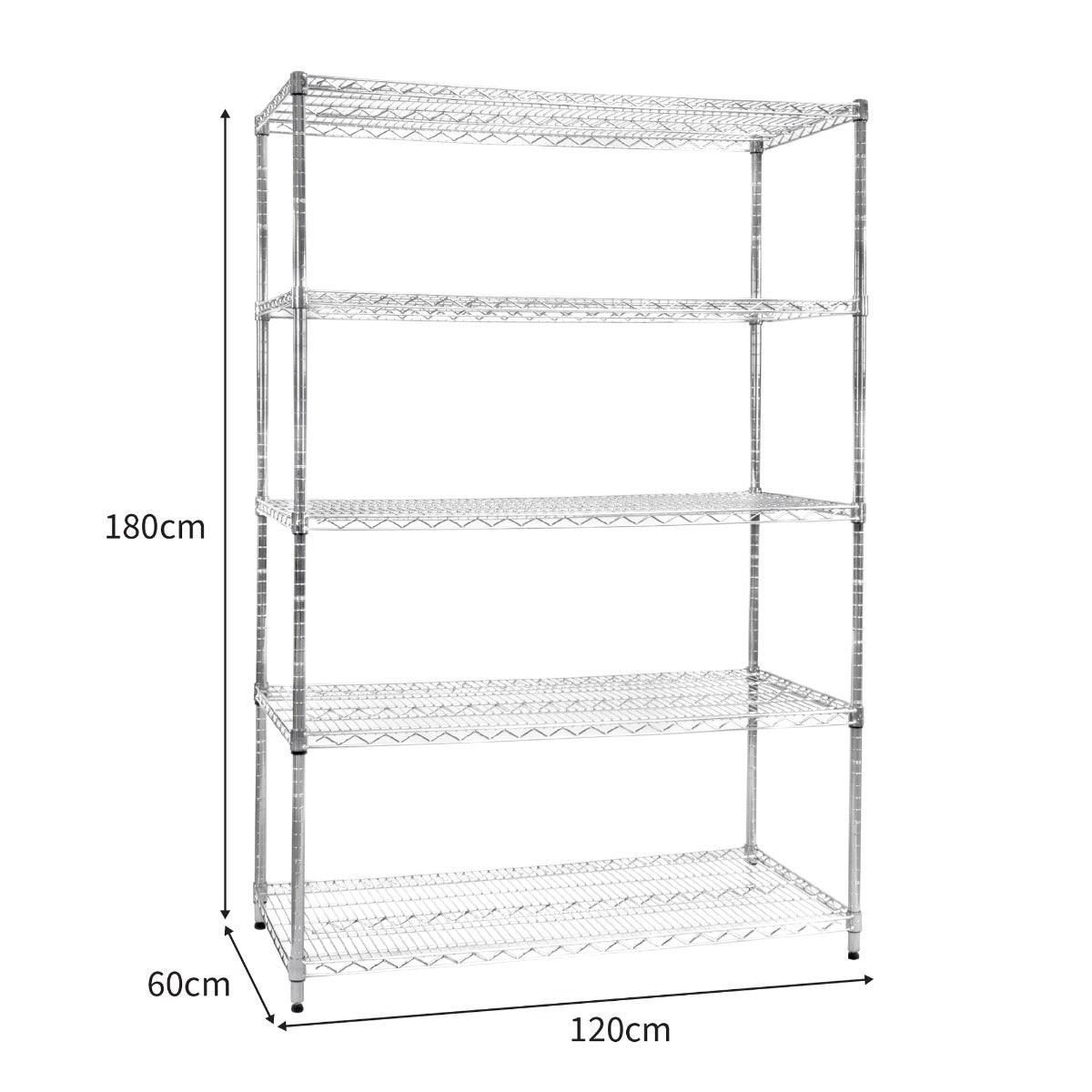 DRAHTREGAL 60cm x 120cm x 180cm - Silberfarben, Metall (120/180/60cm)