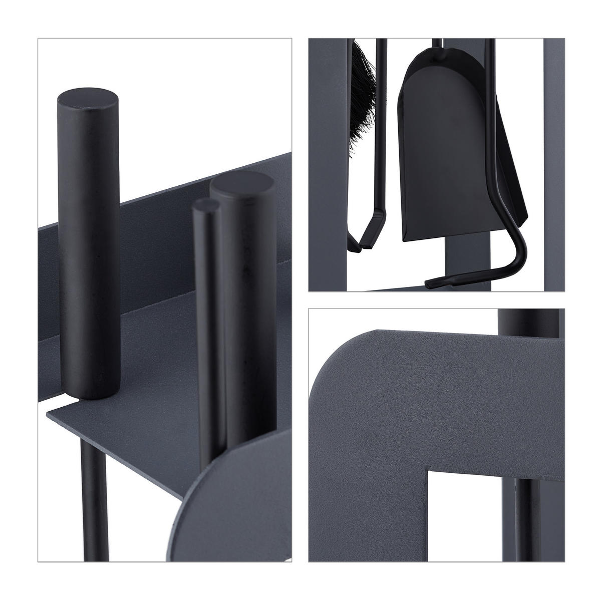 5-TLG.KAMINBESTECK-SET - Grau, Metall (22.5/60/16cm) - Relaxdays