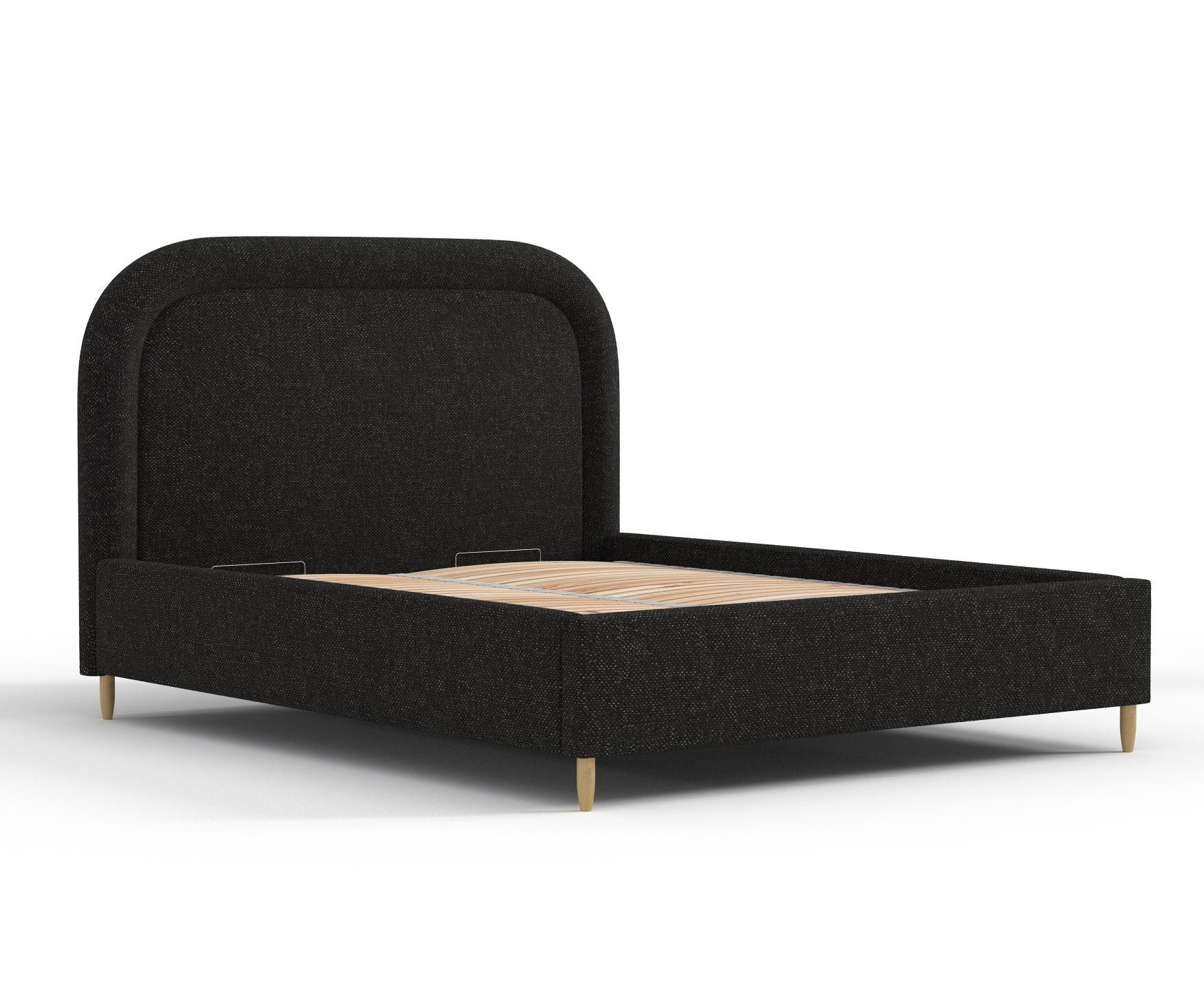 POLSTERBETT Mija Schwarz 140/200 cm im Chenille-Stoff - Schwarz/Naturfarben, Holz/Holzwerkstoff (140/200cm) - Maison de Reve