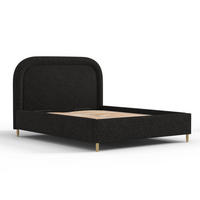 POLSTERBETT Mija Schwarz 140/200 cm im Chenille-Stoff - Schwarz/Naturfarben, Holz/Holzwerkstoff (140/200cm) - Maison de Reve