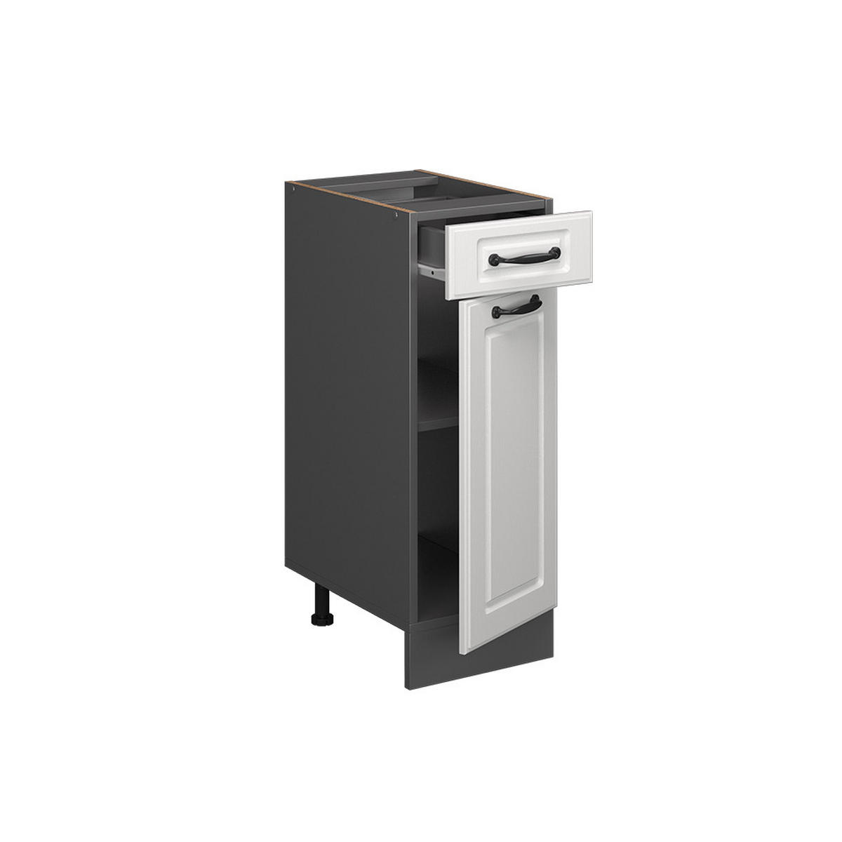 KÜCHENUNTERSCHRANK R-Line Weiß Landhaus 30 cm, AP Eiche - Anthrazit/Weiß, Holzwerkstoff (30/81.6/60cm) - Vicco