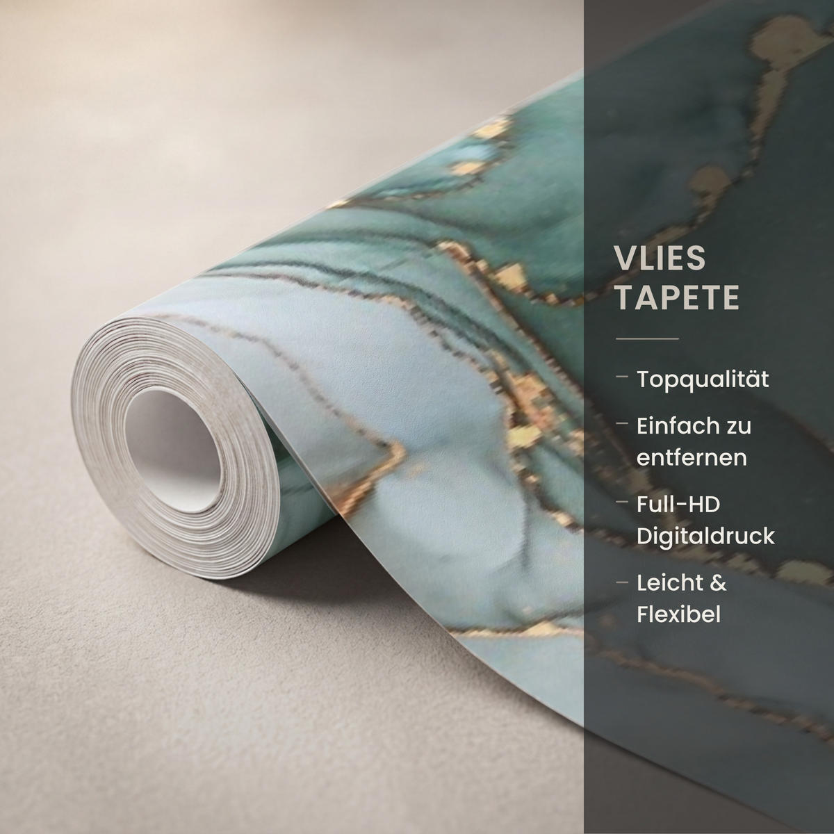 TAPETE - Gold - Marmor - Grün - Luxus - Marmoroptik - Grau - 400x260 cm - Grün, Papier (400/260cm) - OnlyWow
