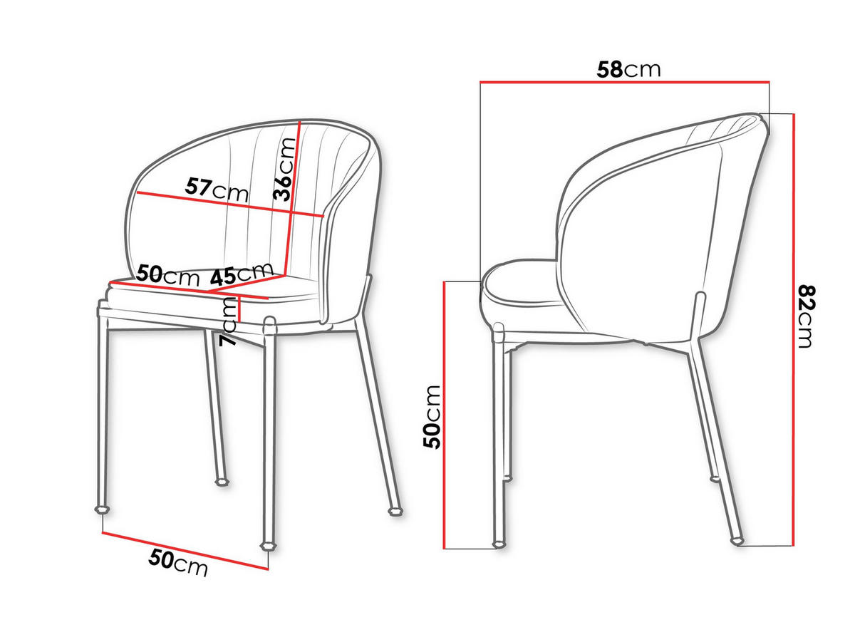 STUHL-SET Muz DC-1259/GL - Goldfarben/Grau, Textil/Metall (57/82/58cm) - MIRJAN24