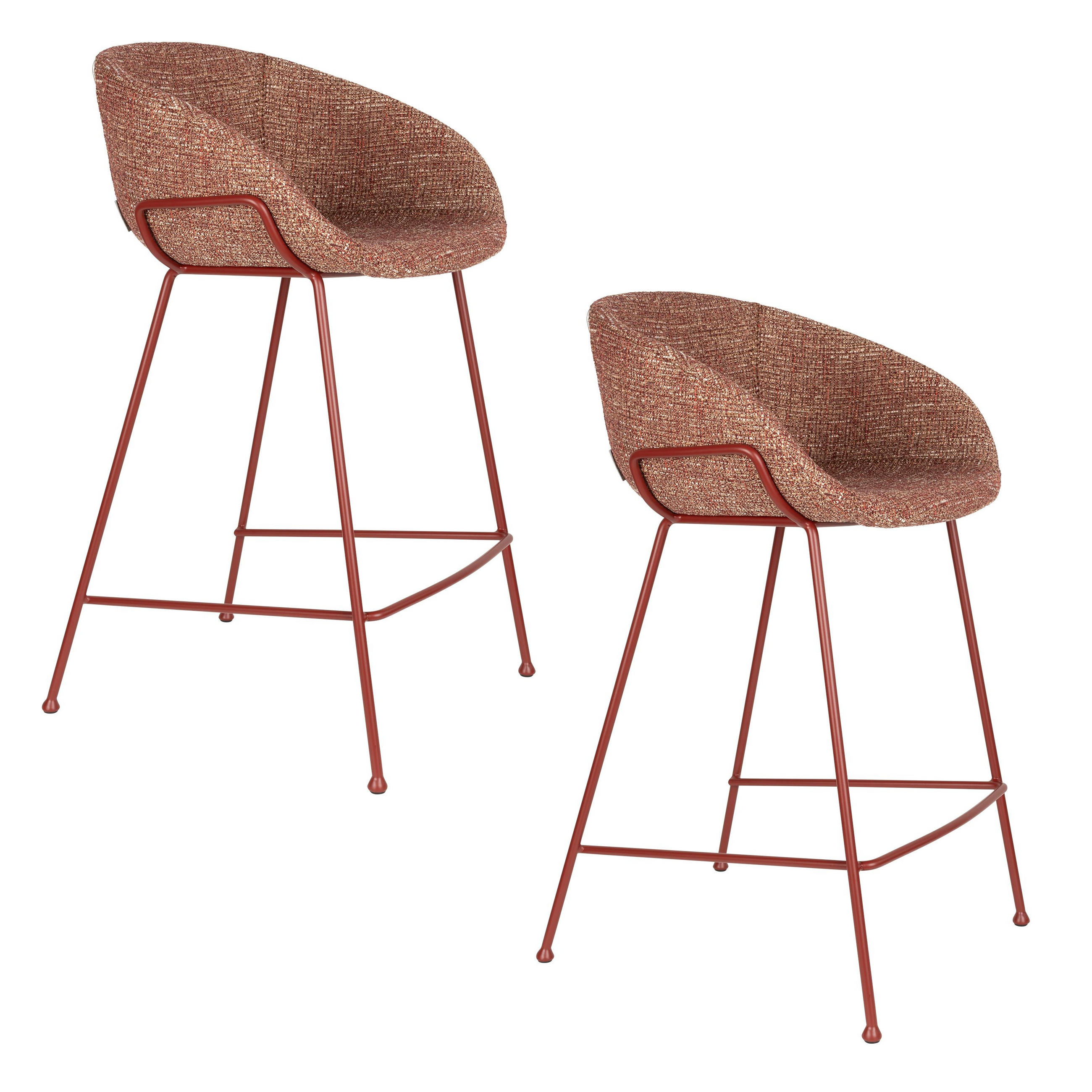 BARHOCKER Feston Rückenlehne 65 cm Rot - 2 er Set - Rot, Metall (54.5/88.5/53cm) - Zuiver