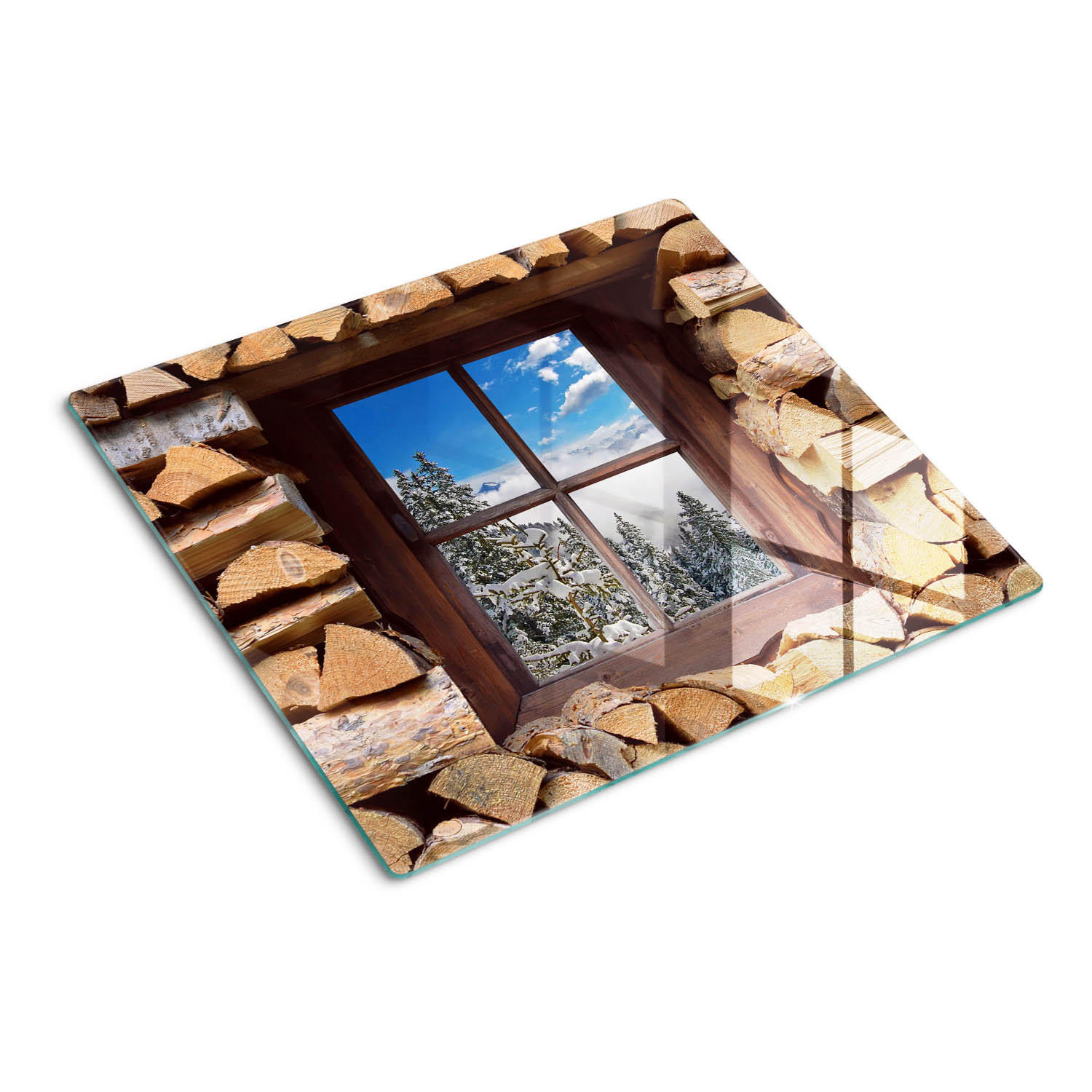 GLASPLATTE 60x52 cm Winterfenster - Multicolor, Glas (60/0.4/52cm) - TULUP