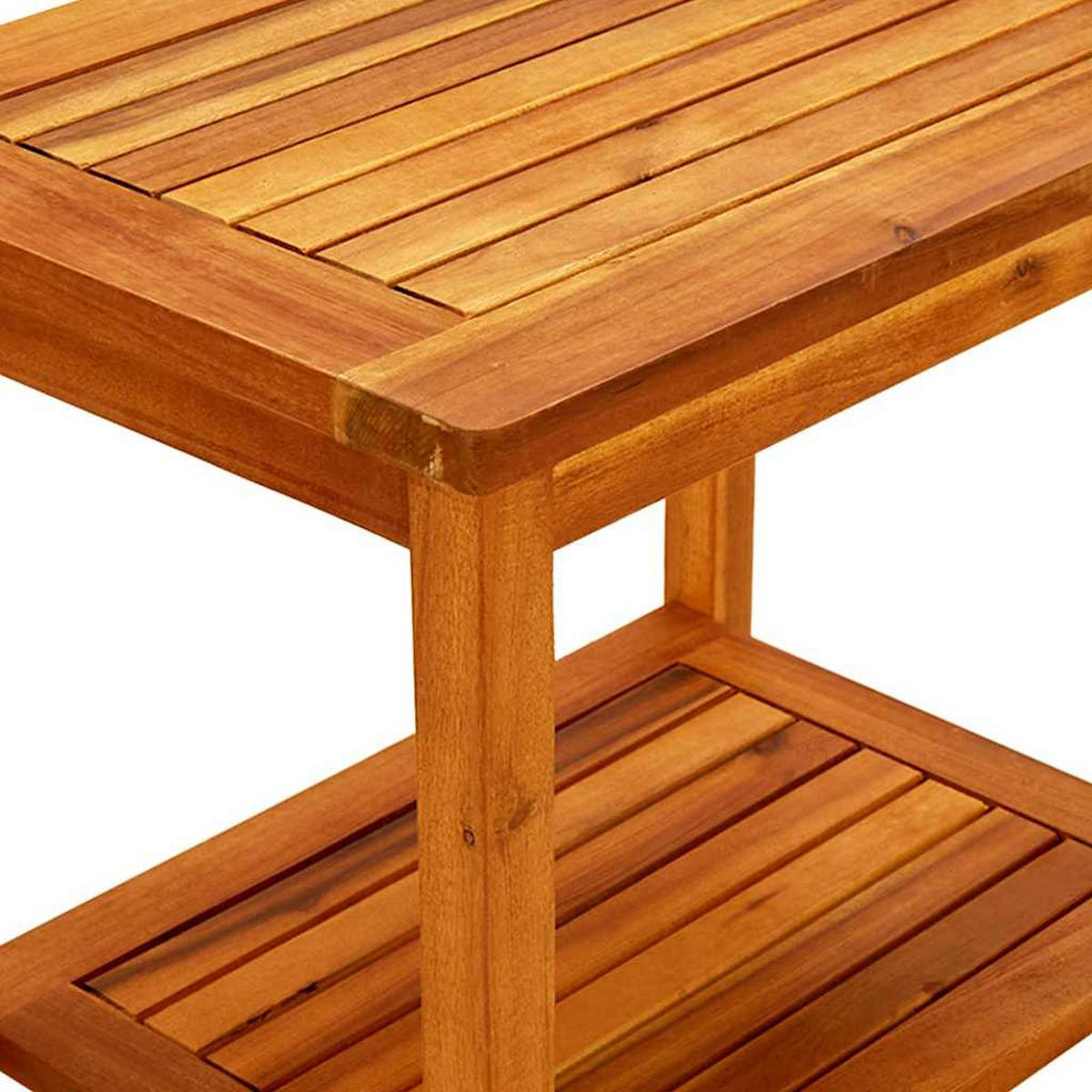 COUCHTISCH Lattendesign 50/35/45 cm aus Massivholz Akazie mit Unterer Ablage - Braun, Holz (35/50/45cm) - vidaXL
