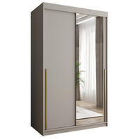 SCHIEBETÜRENSCHRANK mit Spiegel 120 cm Breite Kaschmir mit Goldgriff - Kaschmir/Goldfarben, Holzwerkstoff (250/200/62cm) - Home Collective