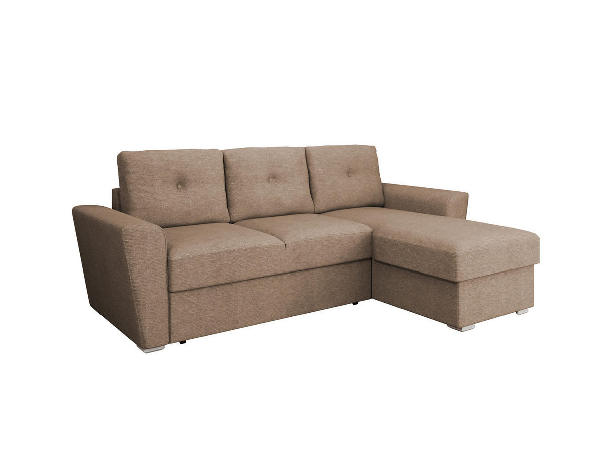 ECKSOFA Bellano Ecksofa L-Form- links oder rechts montierbar, braun - Braun, Holz (243/156cm) - Panda Möbel