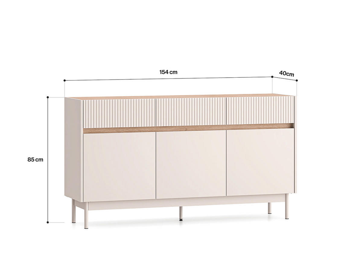 KOMMODE – 154 cm – Dunea - Kaschmir/Eichefarben, Holzwerkstoff (154/85/40cm) - hi-markt
