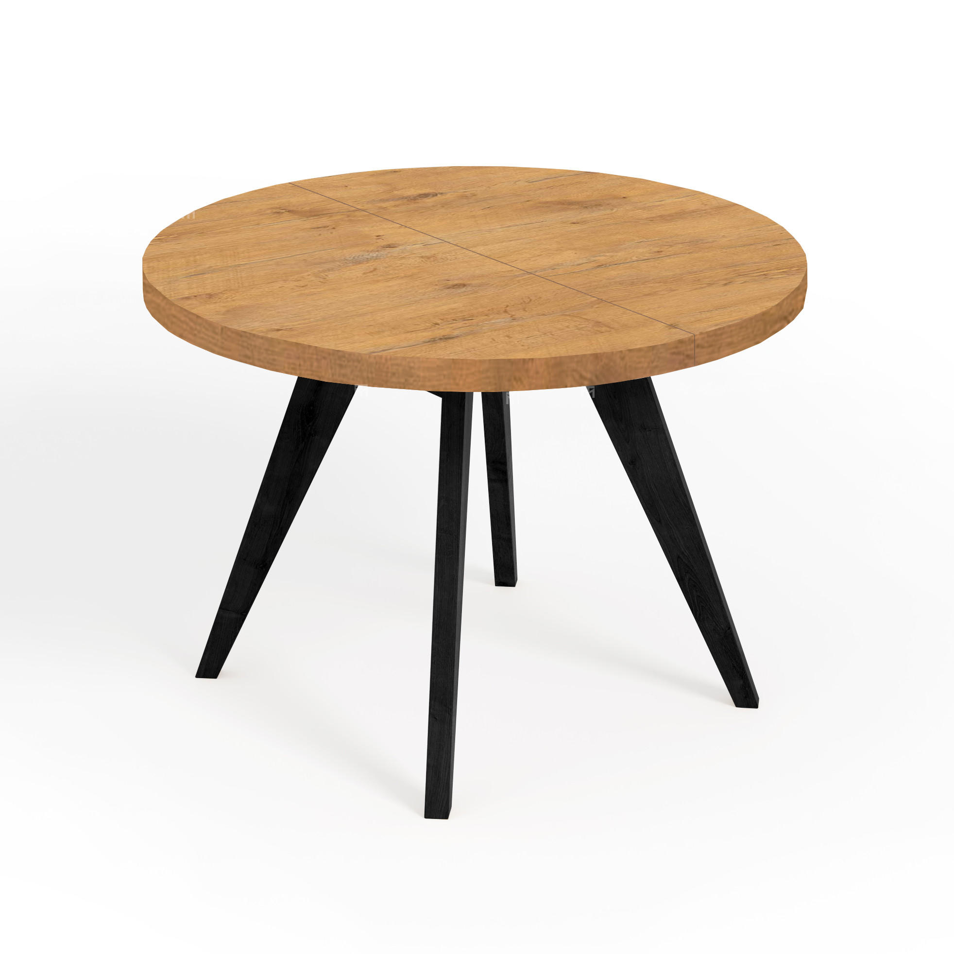 ESSTISCH LORA, Durchmesser: 120 / 220 cm Eiche Lancelot / Schwarz - Eichefarben/Schwarz, Holz (120/220/76cm) - Dekori_Interiors
