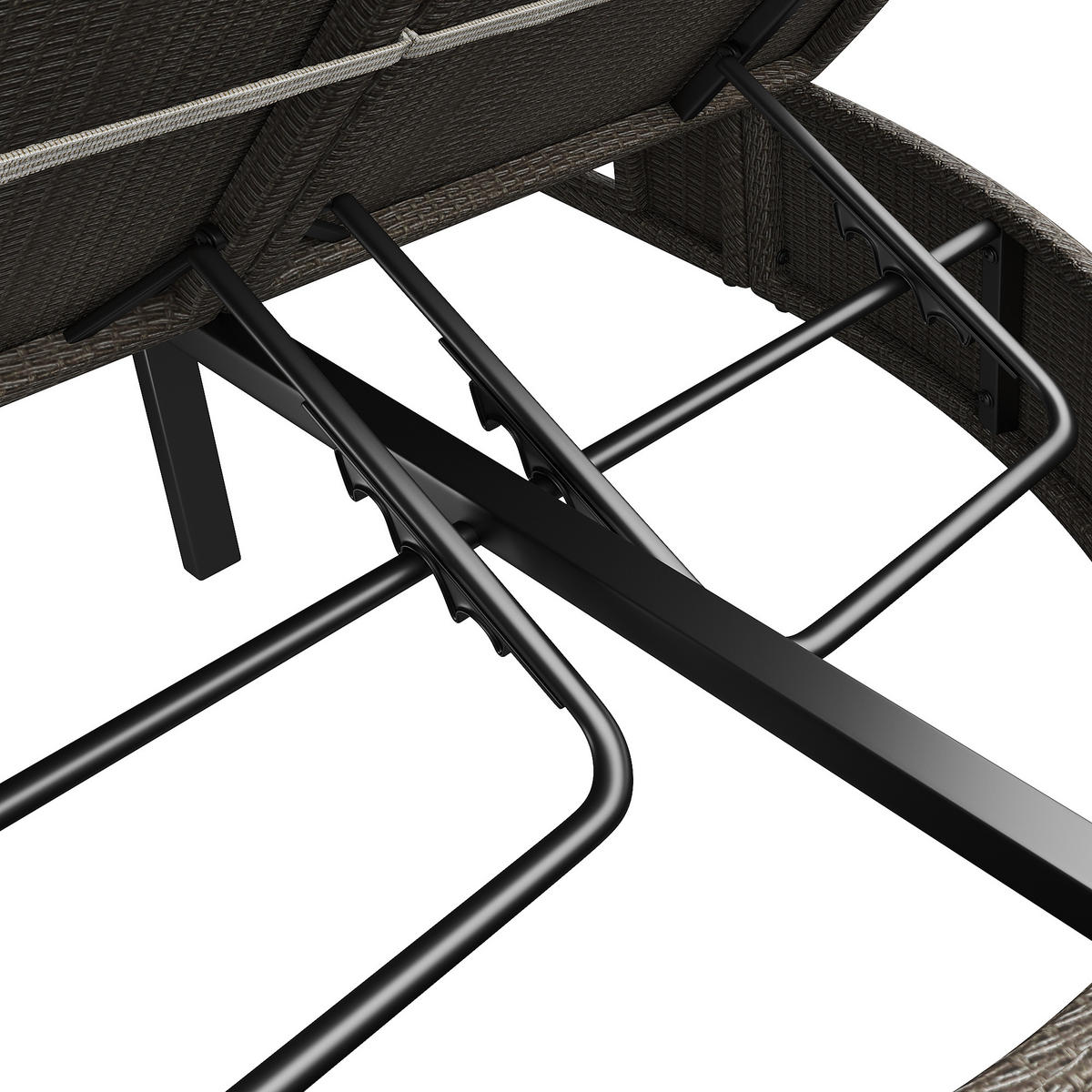 SONNENLIEGE aus Rattan & Eisen 199,9x140,5x41,9cm in Grau mit Rückenlehne - Grau, Metall (140.5/41.9/199.9cm) - Modfu