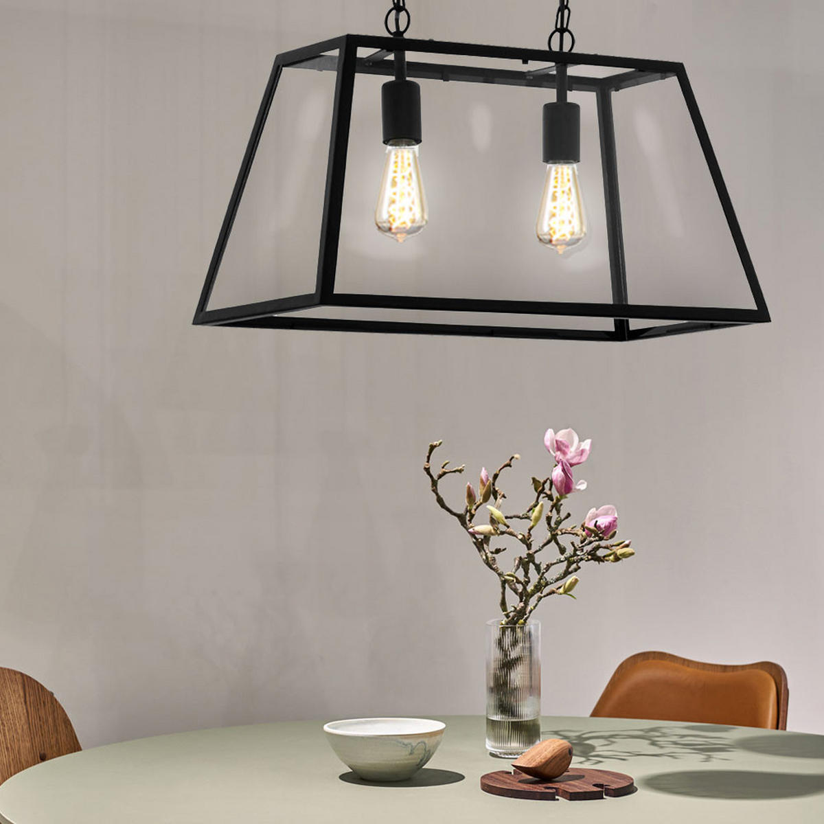 HÄNGELEUCHTE AMESBURY Stahl Schwarz - Schwarz, Glas (57/30/110cm)