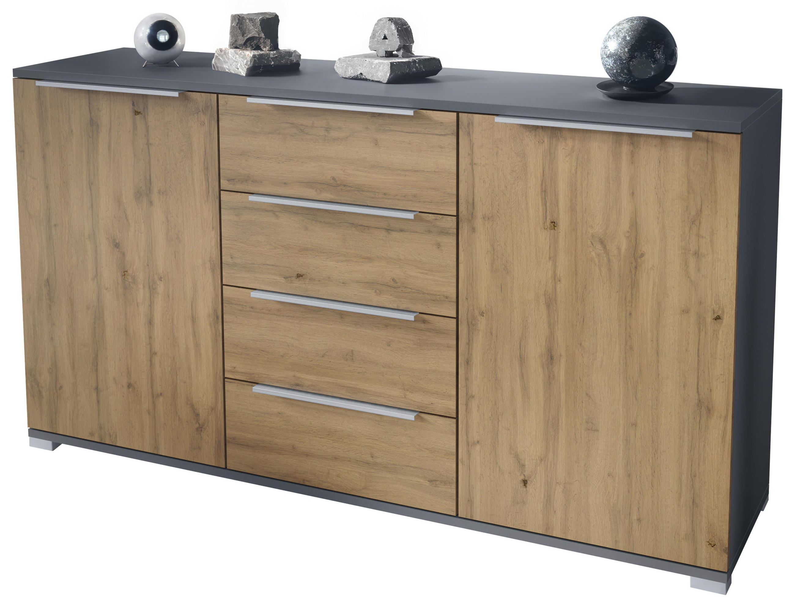 SIDEBOARD Linio Eiche Evoke - Eiche San Remo, Holzwerkstoff (138.5/75.5/35cm) - Vladon