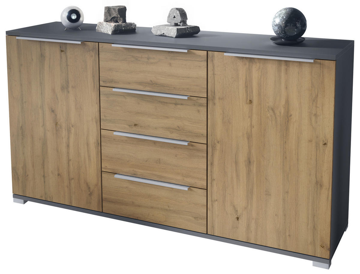 SIDEBOARD Linio Eiche Evoke - Eiche San Remo, Holzwerkstoff (138.5/75.5/35cm) - Vladon