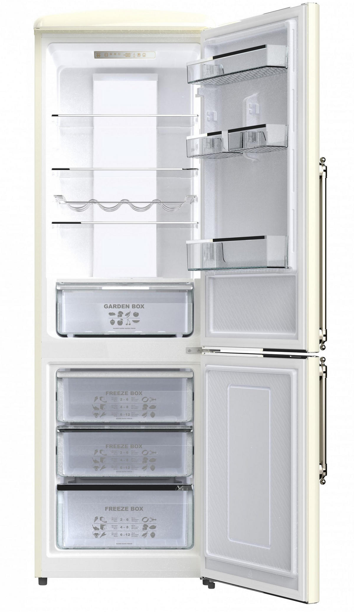 KÜHLSCHRANK KK 60825 ElfEm, Elfenbein, 60 cm breit, 330 L, NoFrost, 199 cm - Beige, Metall (59.5/199/73.5cm) - Kaiser Küchengeräte