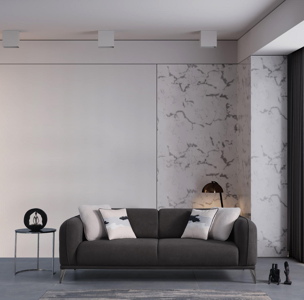 3-SITZER Sofa LUMINA, Anthrazit - Anthrazit, Leder/Kunststoff (230/82/93cm)