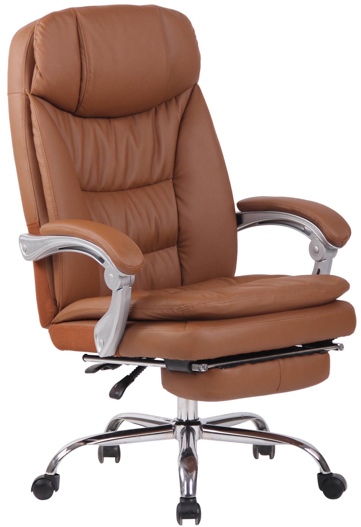 BÜROSTUHL XL Troja, Kunstleder Hellbraun - Hellbraun, Textil/Metall (67/122/67cm) - TPFLiving