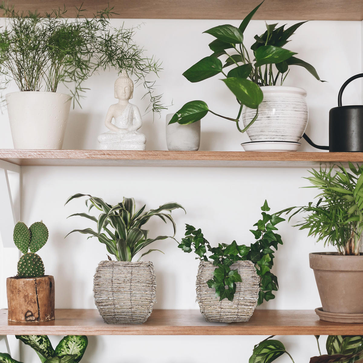 2xBLUMENTOPF - Weiß, Kunststoff/Textil (20/20/20cm) - Relaxdays