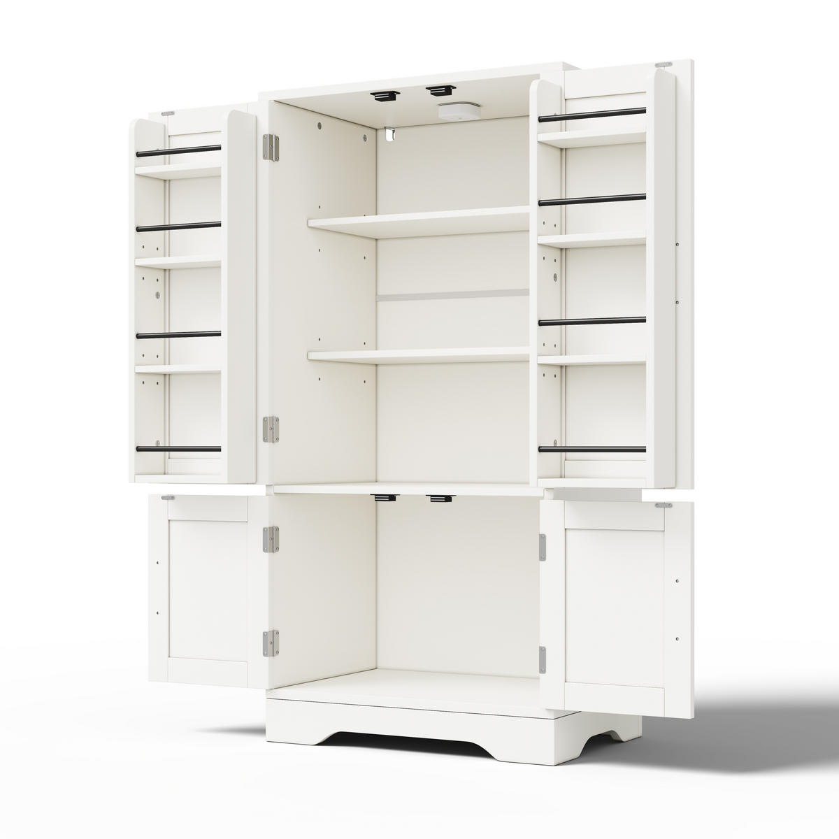 BUFFET 60/40/120.5 cm Weiß LED-Sensorlicht und 4-türiger Aufbewahrungsschrank - Weiß, Holz (60/120/40cm) - Oxeza