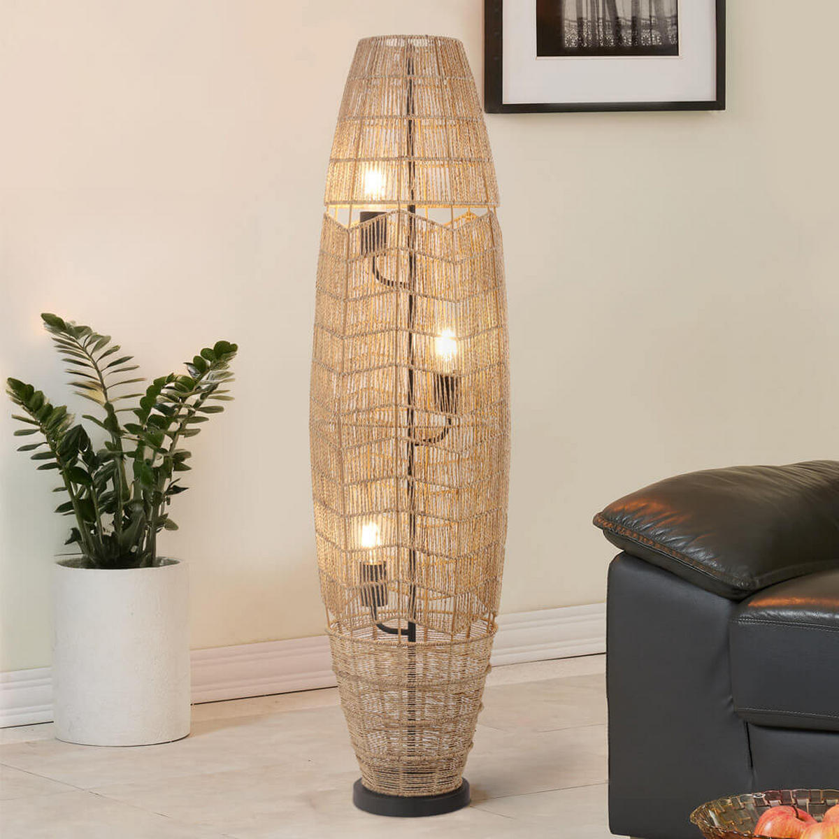 STEHLAMPE KIKO - Natur, Stehlampe - Naturfarben, Textil (30/30/114.5cm) - Home Deluxe
