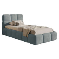 POLSTERBETT Cloudy Grau Samt, Bettkasten & Lattenrost, 90x200 cm - Schwarz/Grau, Kunststoff/Textil (90/200cm) - Selsey