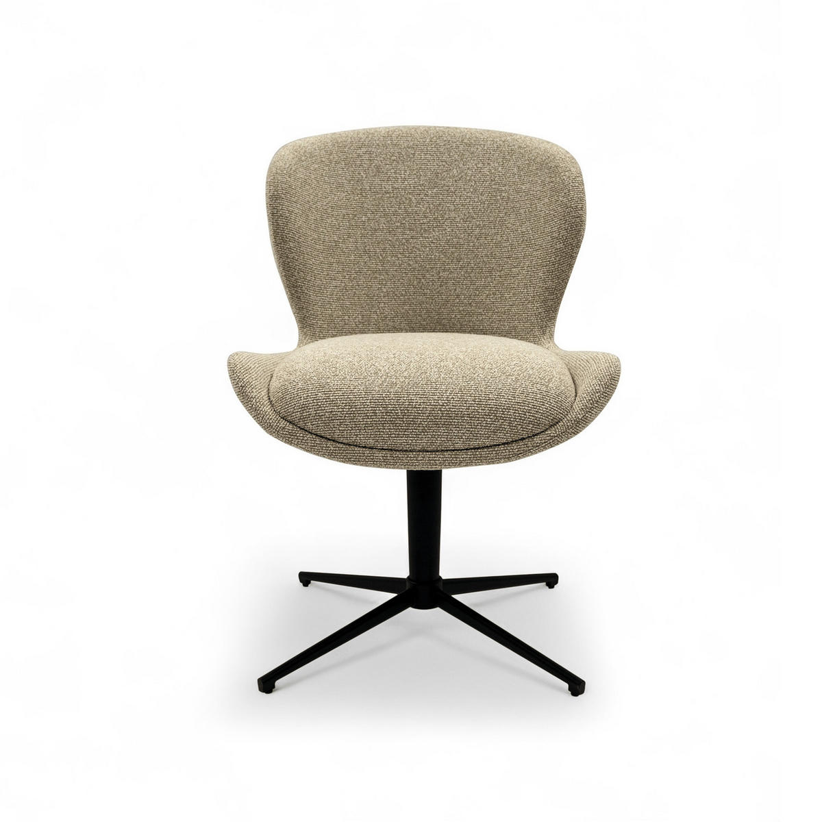 STUHL-SET 2 Stück in Webstoff Beige - Beige/Schwarz, Textil/Metall (57/83/63cm) - Furnhouse