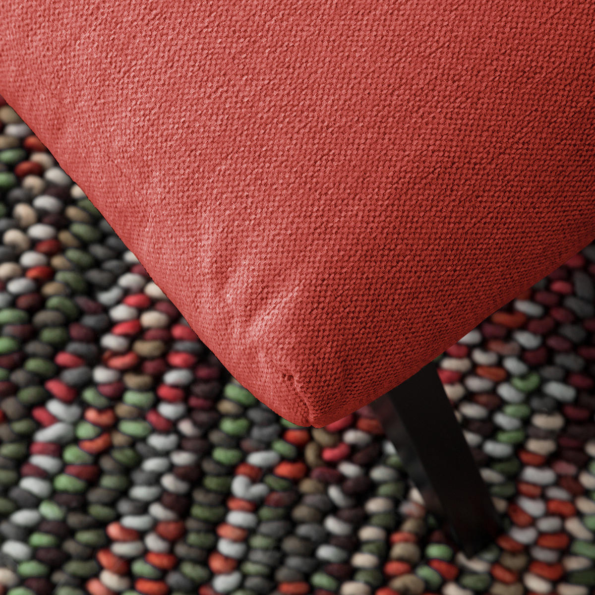 POLSTERHOCKER - Rot/Schwarz, Eichenholz/Textil (54/41/41cm) - home24