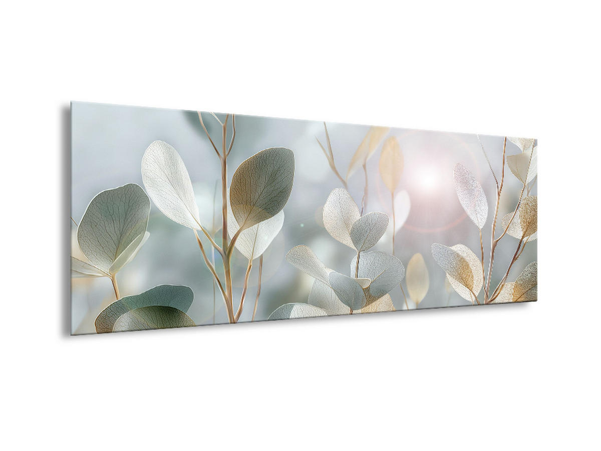 GLASBILD 80x30 cm Eukalyptus pastellgrün Natur - Beige, Glas (80/30cm) - artissimo