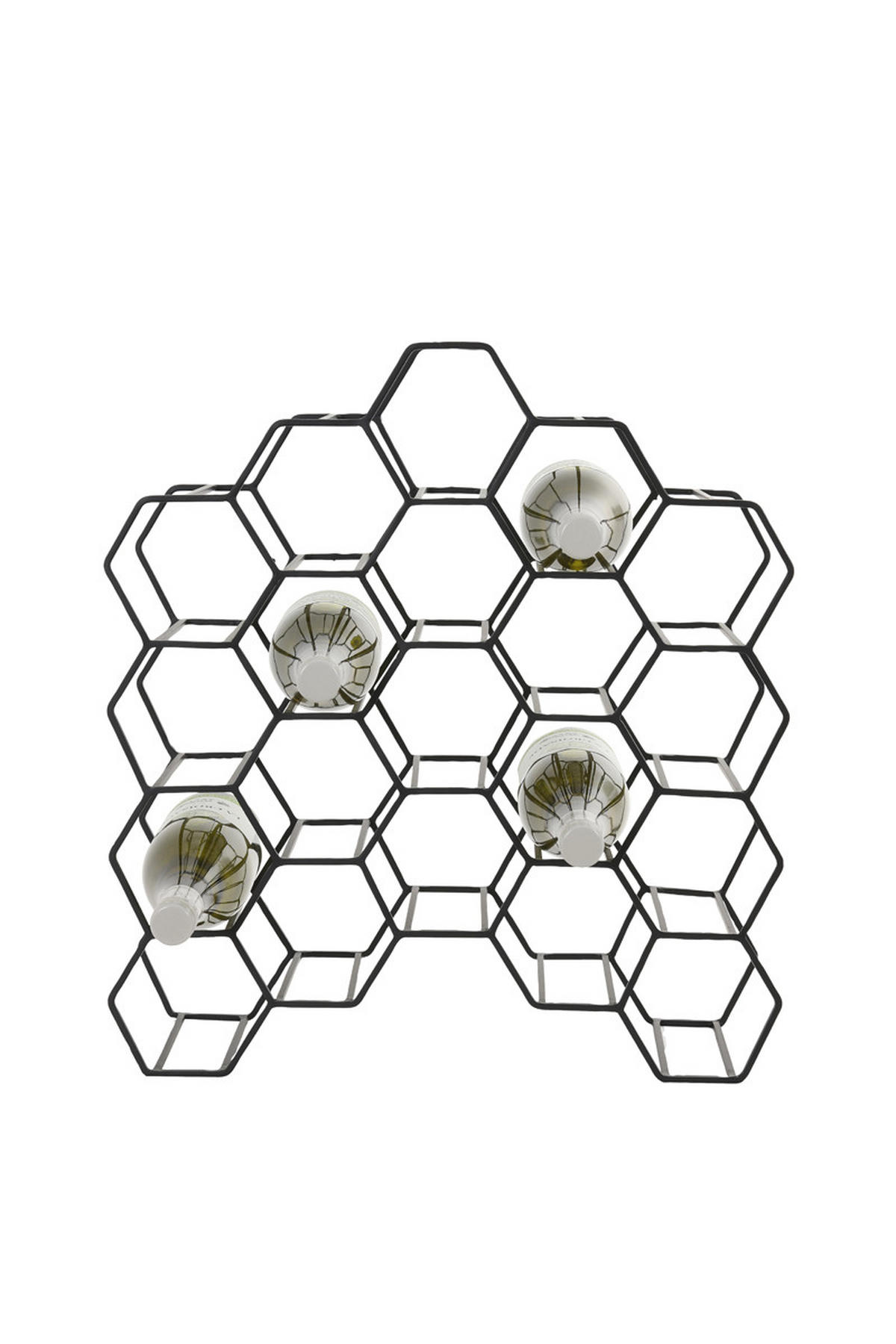 WEINREGAL Salbris Schwarz 48/18/52 cm - Schwarz, Metall (18/52/48cm) - Light & Living