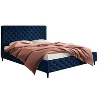 BETT Gepolstert Granat LUXO 5 Gepolstert Auf Holzbeinen 120x200 cm - Dunkelblau, Textil (120/200cm) - Sepro Meble