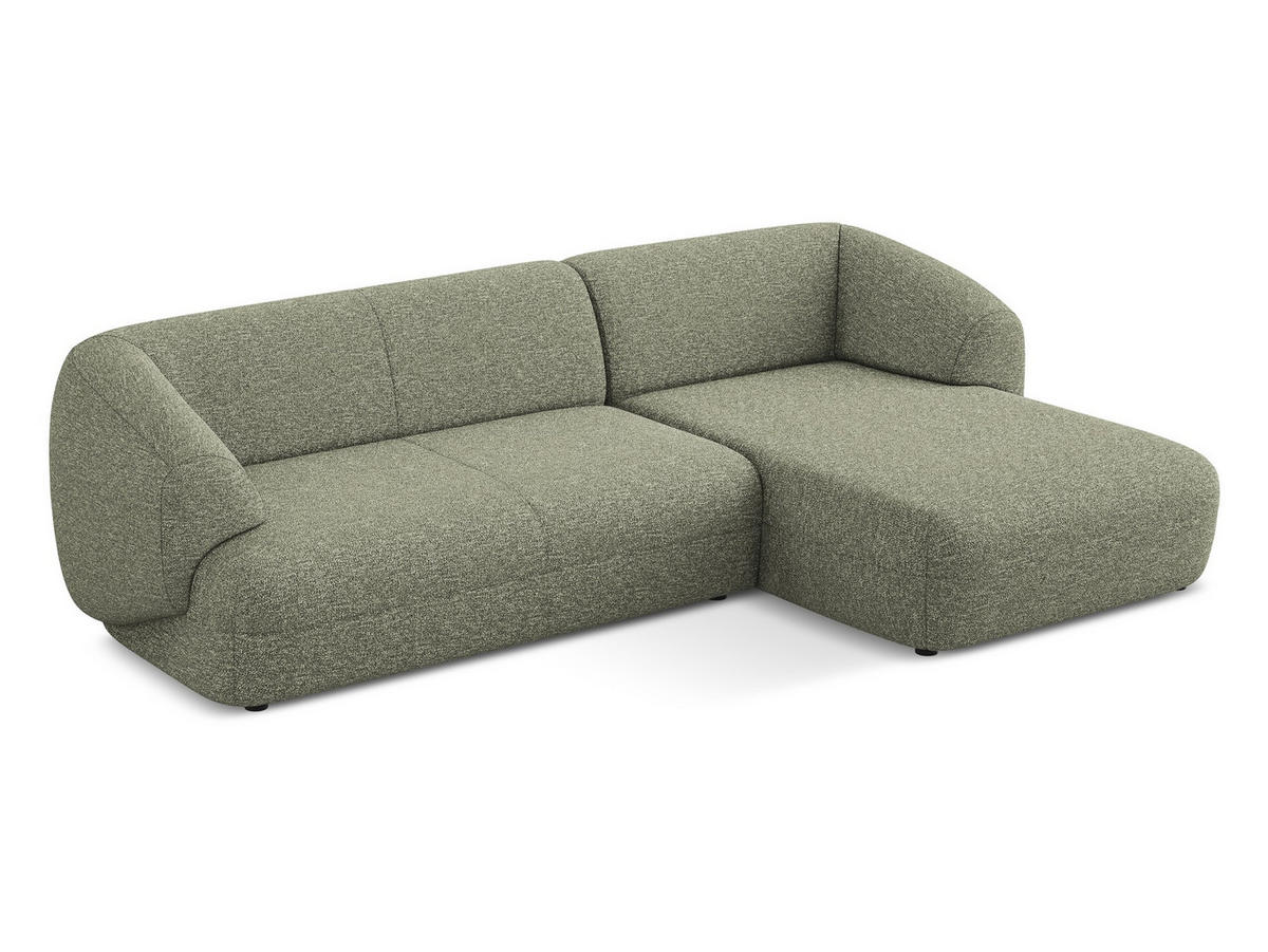 ECKSOFA rechts Strukturstoff Stoff Grün - Beige/Schwarz, Kunststoff/Textil (280/156cm) - Makamii