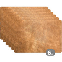 PLATZSETS 6er-Set Leder - Strukturiert - Lederoptik - Braun 45x30 cm Tischset - Cognac, Kunststoff (0.3/45/30cm) - MuchoWow
