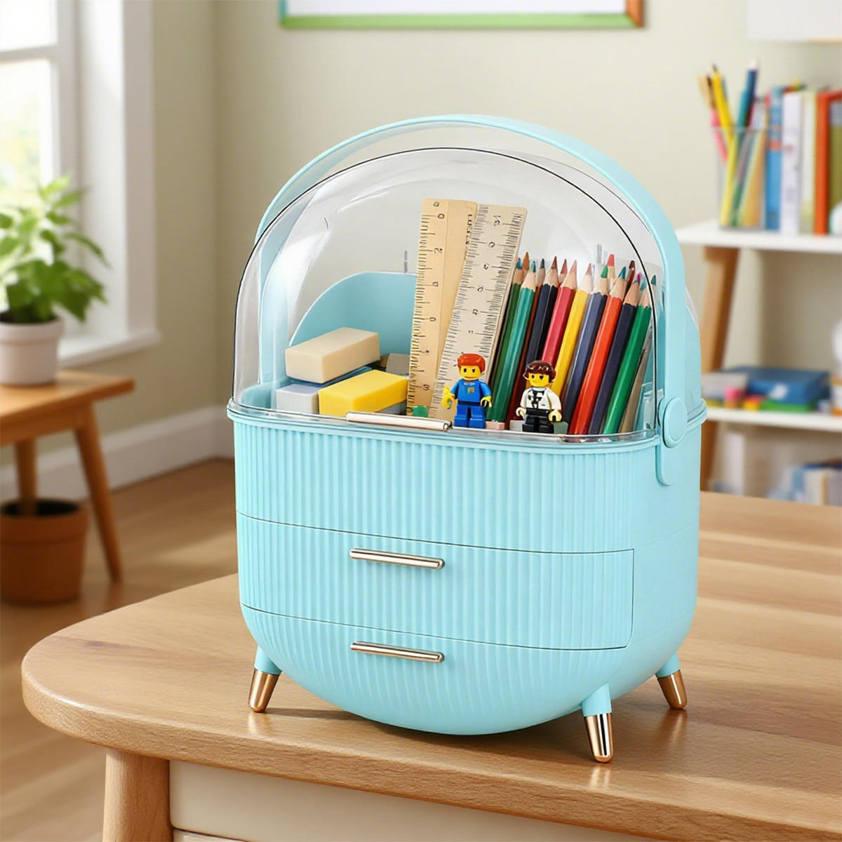 KOSMETIK ORGANIZER Seraphina 29/19/38 cm - Hellblau, Kunststoff (19/38/29cm) - ZMH