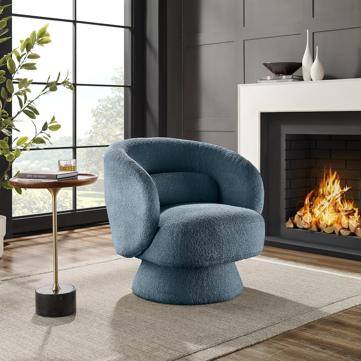 DREHBARER LOUNGESESSEL - Blau, Textil (78/71/76cm) - home24