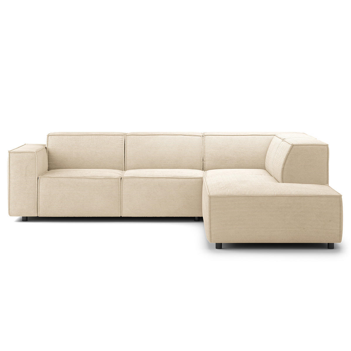 ECKSOFA mit Ottomane - Beige/Schwarz, Kunststoff/Textil (260/234cm) - home24