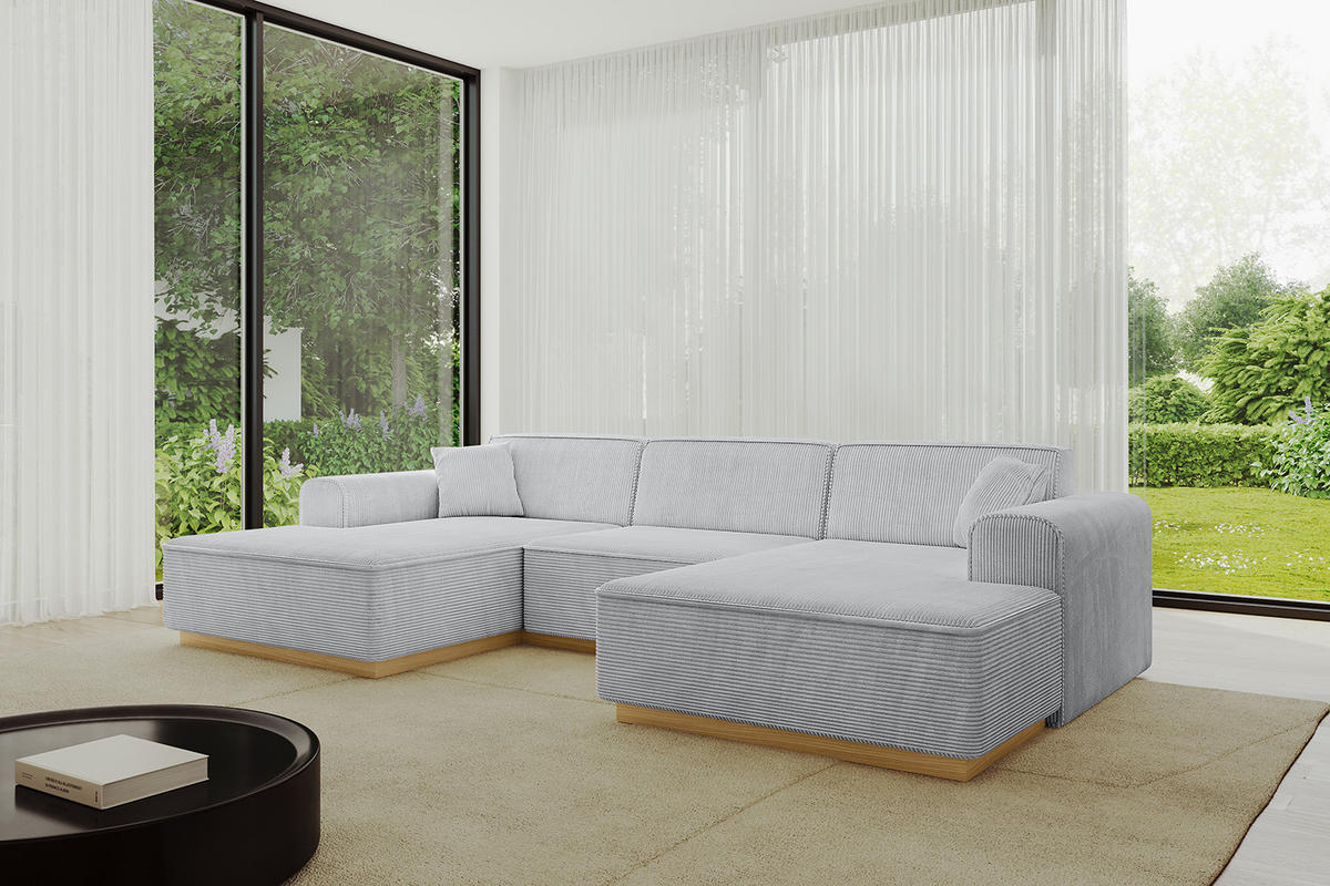 WOHNLANDSCHAFT IREA-U1-v2 - 297x165x81 cm Grau - Grau, Holzwerkstoff/Textil (297/81/165cm) - ALTDECOR