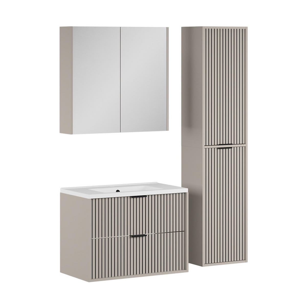 BADMÖBEL-SET Ruford Cashmere 4 Teile - Kaschmir, Holzwerkstoff (80/57/45cm) - Vicco