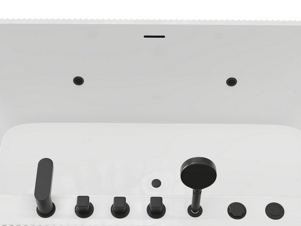 WHIRLPOOLBADEWANNE - 1 Person - acryl - weiß Sizora - Weiß, Kunststoff (170/58/80cm) - Vente-Unique