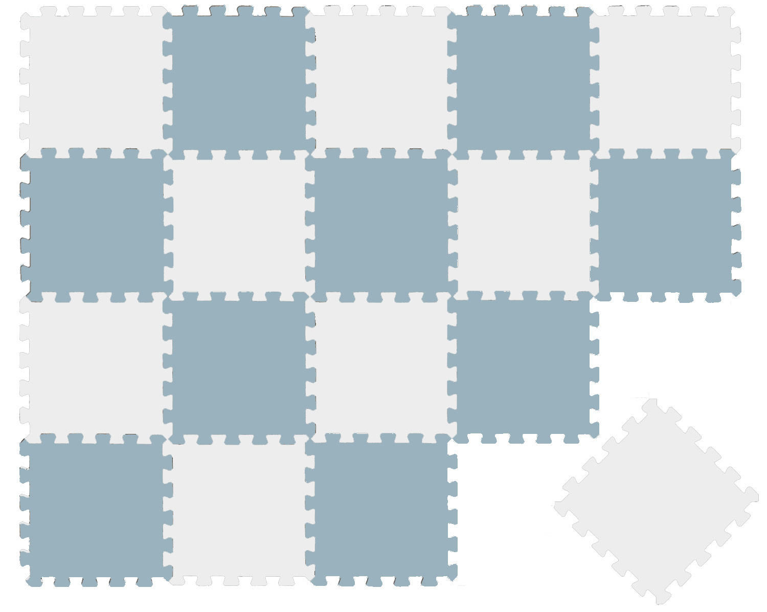 SPIELMATTE ab Null - 180/90/1 cm Puzzlematte - Graublau/Weiß - Multicolor, Kunststoff (30/30cm) - Littletom