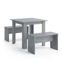 ESSTISCH SET Sentio Beton 80 x 80 cm mit 2 Bänken - Grau, Holzwerkstoff (80/73/80cm) - Vicco