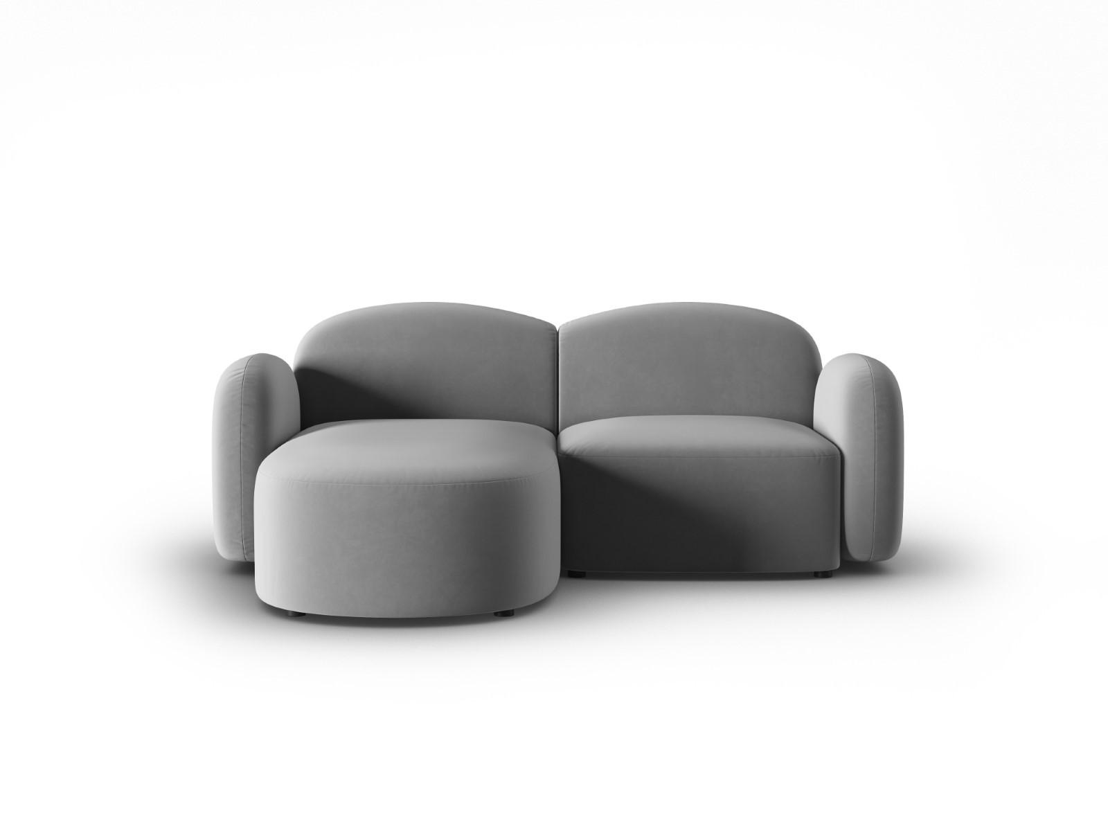 ECKSOFA links Blair aus Samt hellgrau 3 Sitzplätze - Hellgrau, Textil (155/194cm) - Micadoni