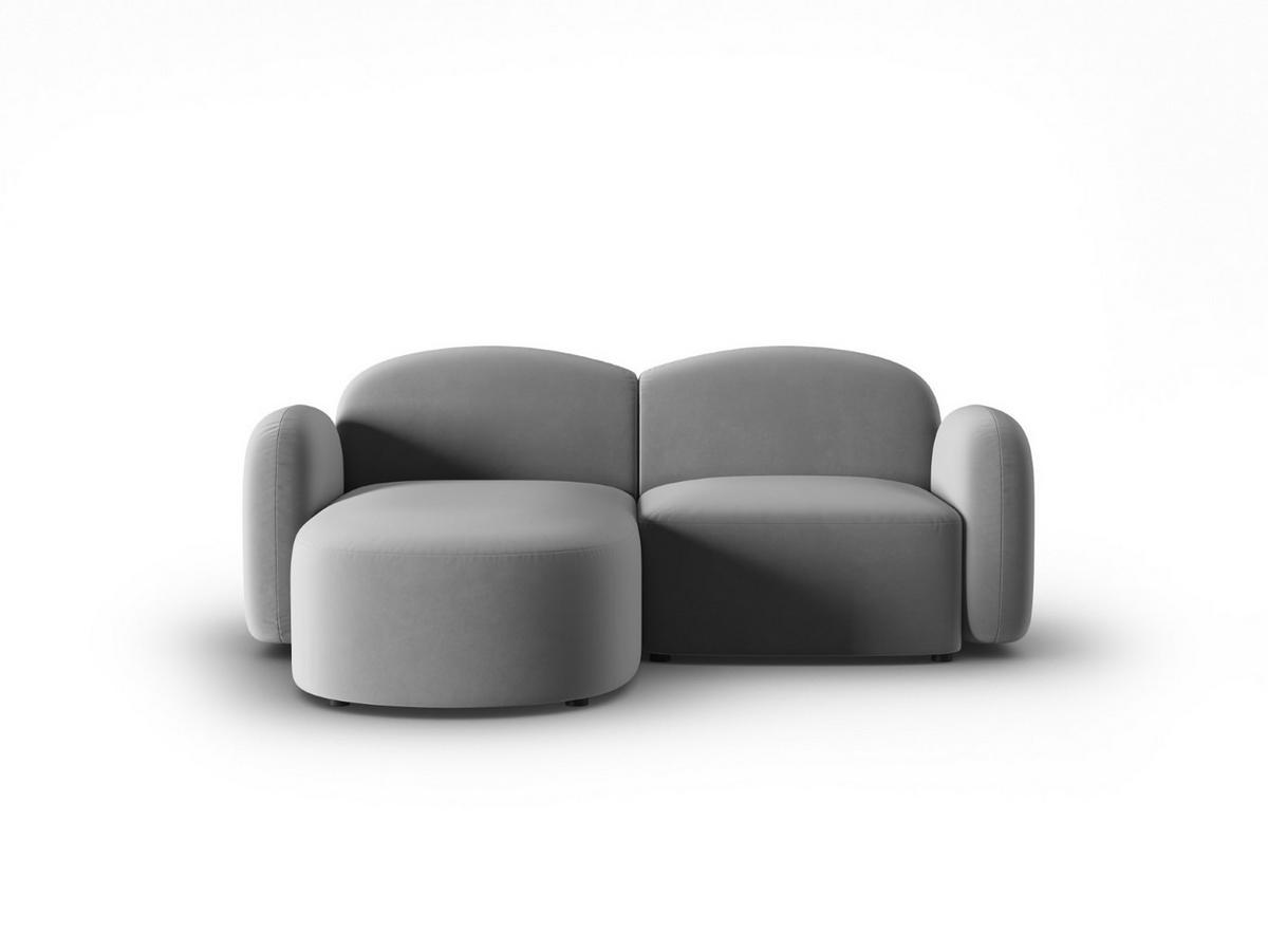 ECKSOFA links Blair aus Samt hellgrau 3 Sitzplätze - Hellgrau, Textil (155/194cm) - Micadoni
